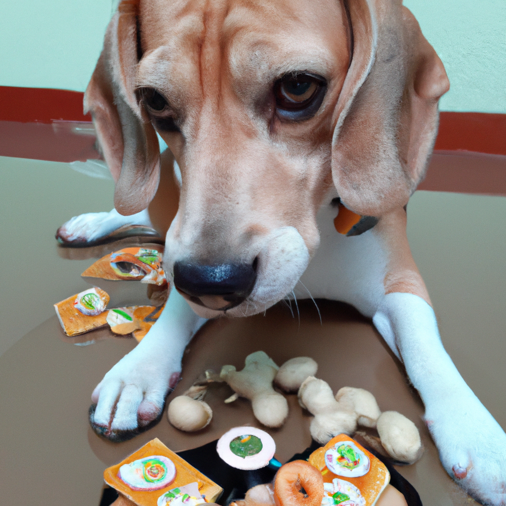 A photo of a beagle, PawSomeCoffee coffee beans