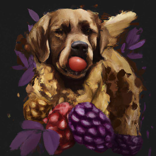a Golden Retriever dog with Dark Berry, Chocolate & Hazelnut